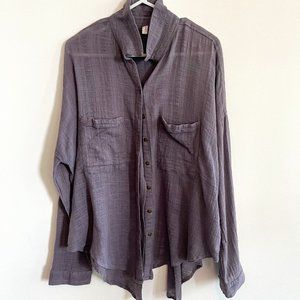 Free People Grey Button-up